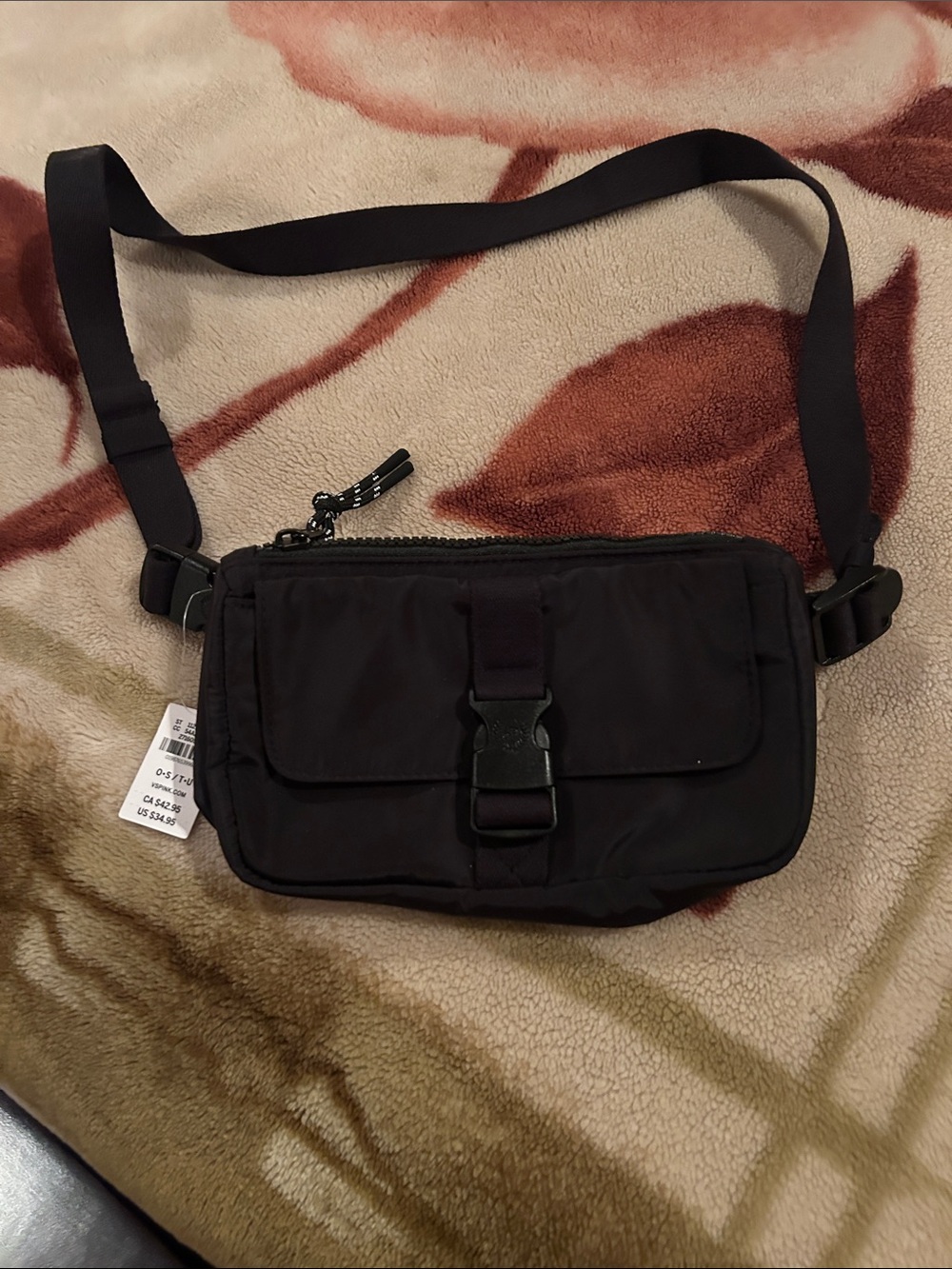 PINK Victoria's Secret Black Crossbody Travel Bag